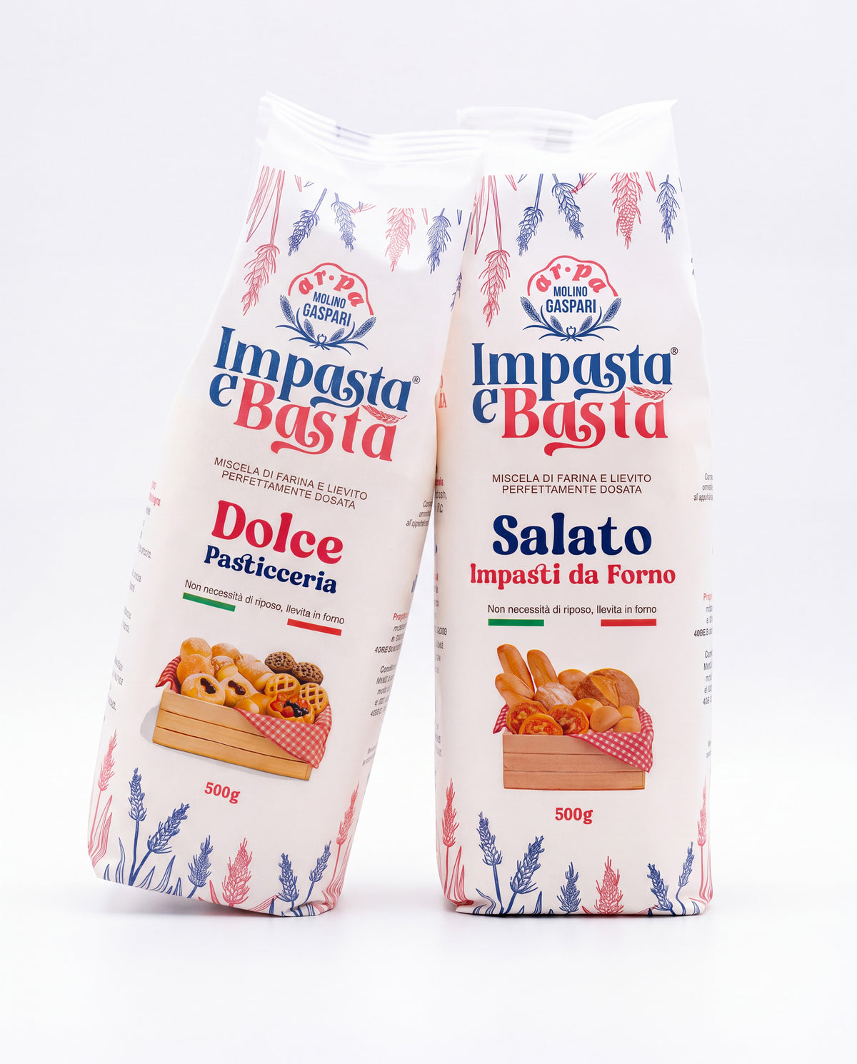 Le due confezioni Impasta e Basta, Dolce e Salato, da 500 g ciascuna