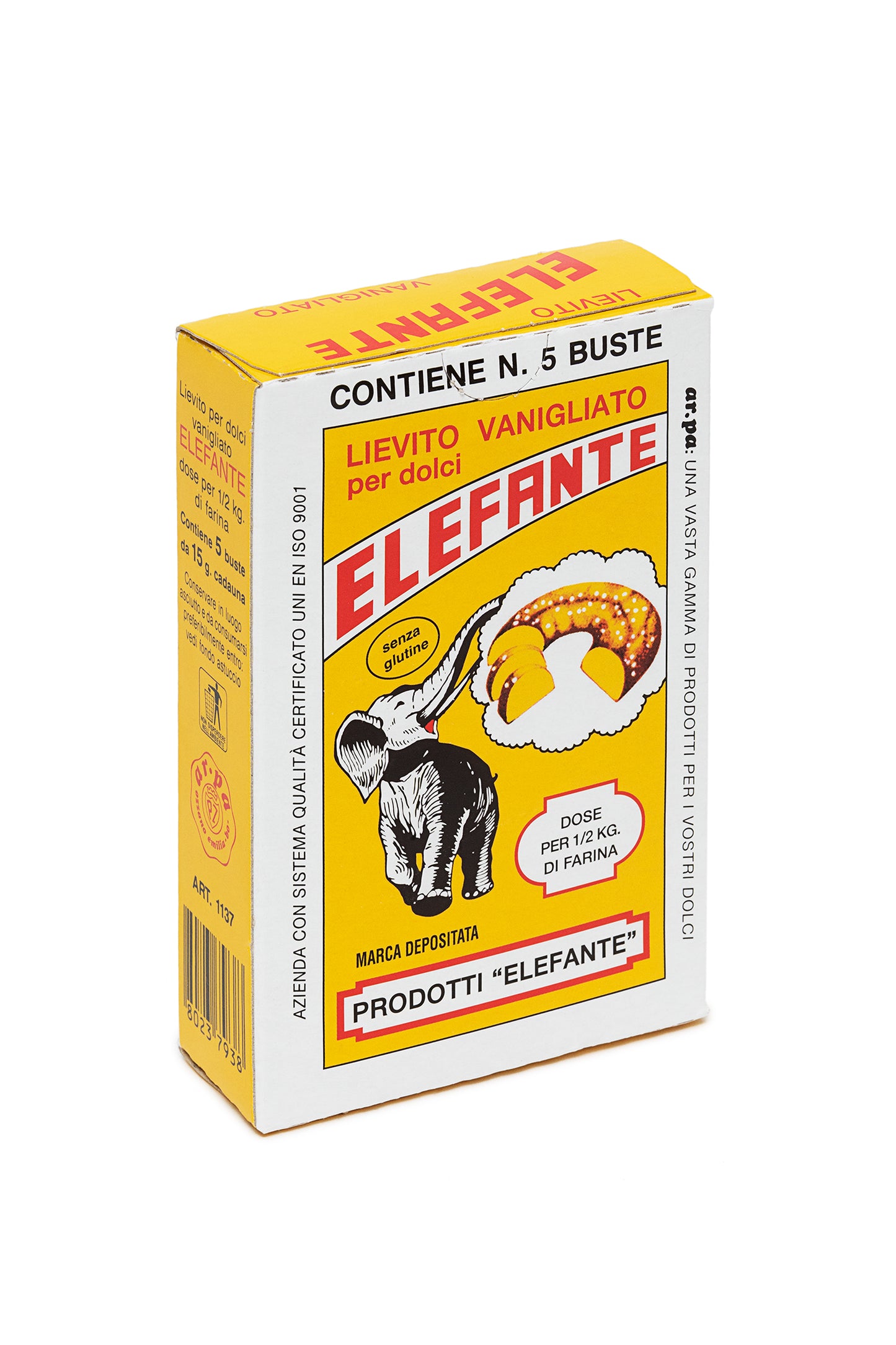 Lievito Vanigliato Elefante 15 g (Astuccio Da 5 Buste) - Ar.pa Lieviti